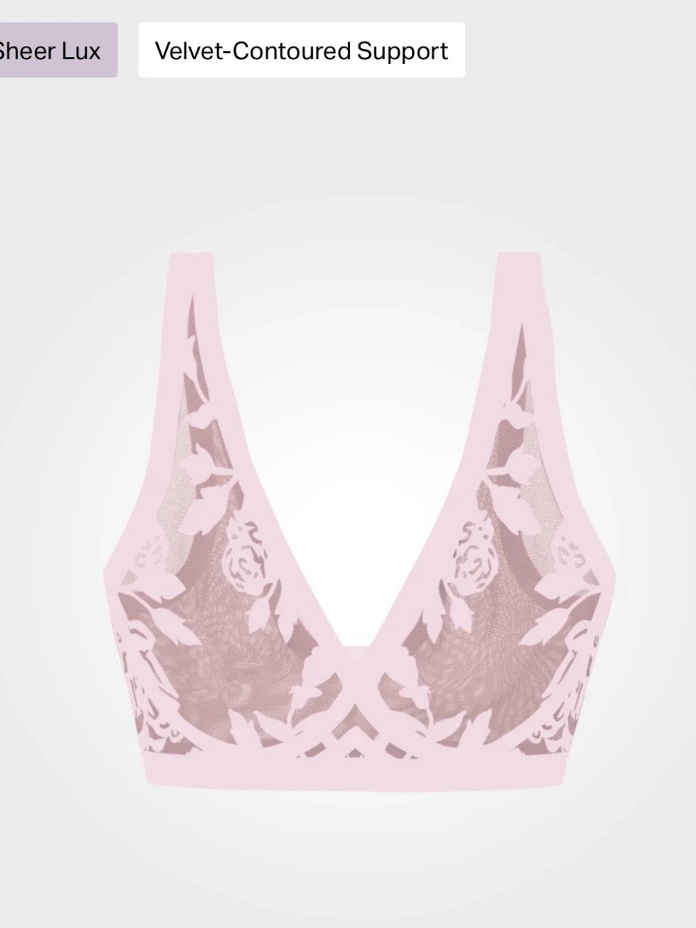 Sheer Lux Lace Bralette in Pale Pink